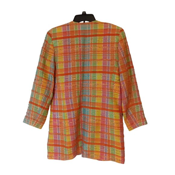 Tanner Cardigan Blazer Jacket Women's Size 6 Orange Purple Green Shoulder Pads - Picture 7 of 7